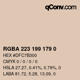 Color code: RGBA 223 199 179 0 | qconv.com
