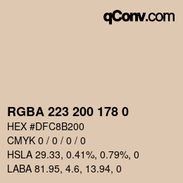 Color code: RGBA 223 200 178 0 | qconv.com