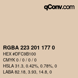 Color code: RGBA 223 201 177 0 | qconv.com