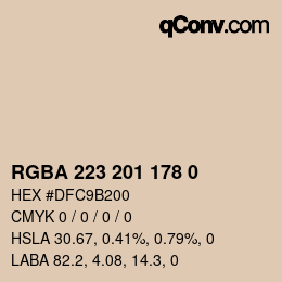 Color code: RGBA 223 201 178 0 | qconv.com