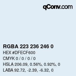 Color code: RGBA 223 236 246 0 | qconv.com