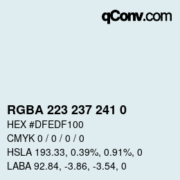 Color code: RGBA 223 237 241 0 | qconv.com
