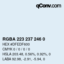 Color code: RGBA 223 237 246 0 | qconv.com