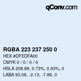 Color code: RGBA 223 237 250 0 | qconv.com