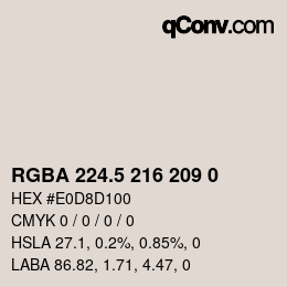 Color code: RGBA 224.5 216 209 0 | qconv.com