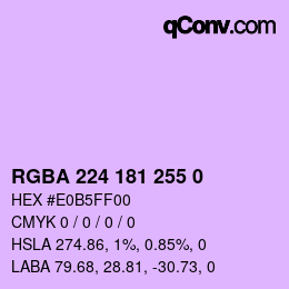 Color code: RGBA 224 181 255 0 | qconv.com
