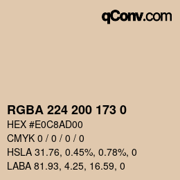 カラーコード: RGBA 224 200 173 0 | qconv.com