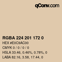Color code: RGBA 224 201 172 0 | qconv.com