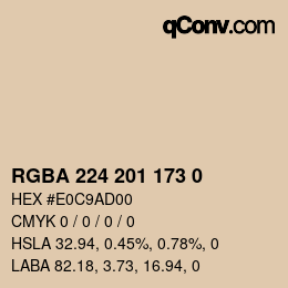 Color code: RGBA 224 201 173 0 | qconv.com