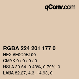 Color code: RGBA 224 201 177 0 | qconv.com