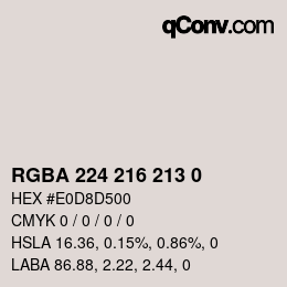 Color code: RGBA 224 216 213 0 | qconv.com