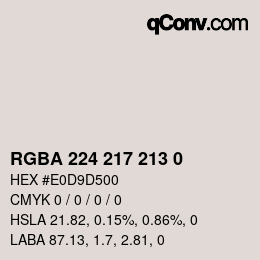 Color code: RGBA 224 217 213 0 | qconv.com