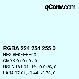 カラーコード: RGBA 224 254 255 0 | qconv.com