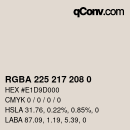 Code couleur: RGBA 225 217 208 0 | qconv.com