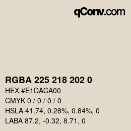 Color code: RGBA 225 218 202 0 | qconv.com