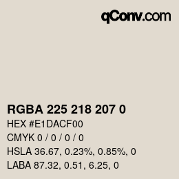 Color code: RGBA 225 218 207 0 | qconv.com