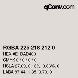 Color code: RGBA 225 218 212 0 | qconv.com