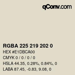 Color code: RGBA 225 219 202 0 | qconv.com