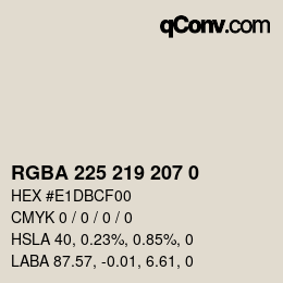 Color code: RGBA 225 219 207 0 | qconv.com