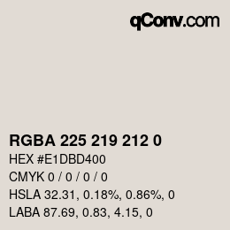 Color code: RGBA 225 219 212 0 | qconv.com