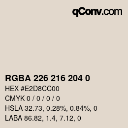 Color code: RGBA 226 216 204 0 | qconv.com