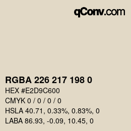 Color code: RGBA 226 217 198 0 | qconv.com