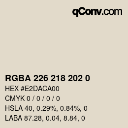 Farbcode: RGBA 226 218 202 0 | qconv.com