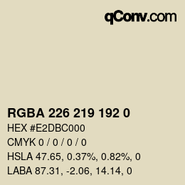 Color code: RGBA 226 219 192 0 | qconv.com