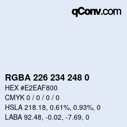 Color code: RGBA 226 234 248 0 | qconv.com