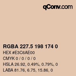 Color code: RGBA 227.5 198 174 0 | qconv.com