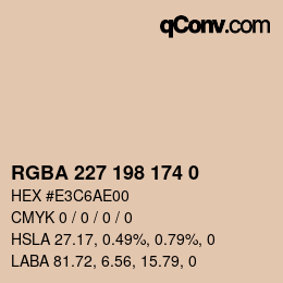 Color code: RGBA 227 198 174 0 | qconv.com