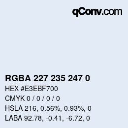 Color code: RGBA 227 235 247 0 | qconv.com