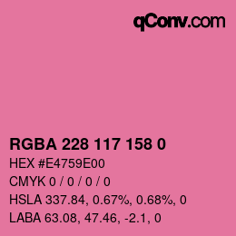 Color code: RGBA 228 117 158 0 | qconv.com