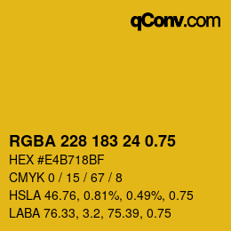 颜色代码: RGBA 228 183 24 0.75 | qconv.com