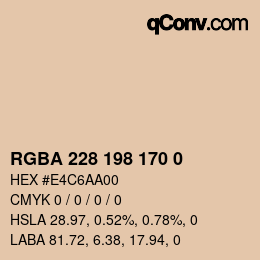 Color code: RGBA 228 198 170 0 | qconv.com