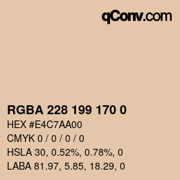 Color code: RGBA 228 199 170 0 | qconv.com