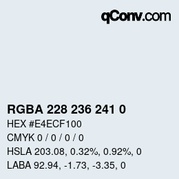 Color code: RGBA 228 236 241 0 | qconv.com