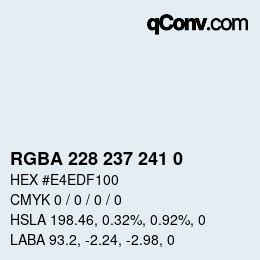 Color code: RGBA 228 237 241 0 | qconv.com