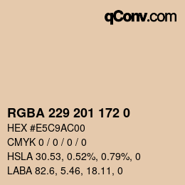 Color code: RGBA 229 201 172 0 | qconv.com