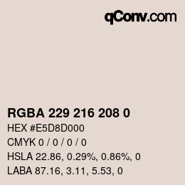 Color code: RGBA 229 216 208 0 | qconv.com
