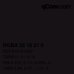 Color code: RGBA 22 18 21 0 | qconv.com
