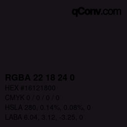 カラーコード: RGBA 22 18 24 0 | qconv.com