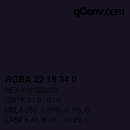 カラーコード: RGBA 22 18 34 0 | qconv.com
