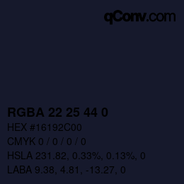 Color code: RGBA 22 25 44 0 | qconv.com