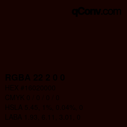Color code: RGBA 22 2 0 0 | qconv.com