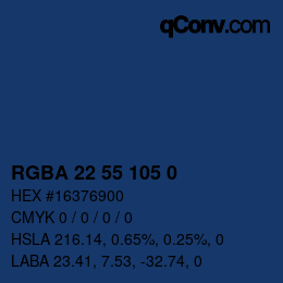 Color code: RGBA 22 55 105 0 | qconv.com
