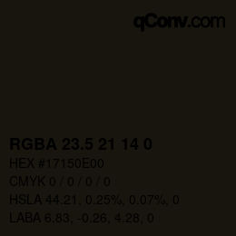 Color code: RGBA 23.5 21 14 0 | qconv.com