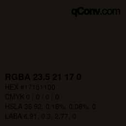 Color code: RGBA 23.5 21 17 0 | qconv.com