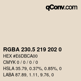 Farbcode: RGBA 230.5 219 202 0 | qconv.com
