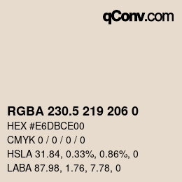 Farbcode: RGBA 230.5 219 206 0 | qconv.com